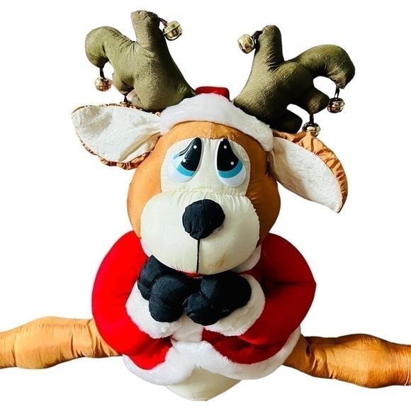 Vtg House of Loyd Shivers Reindeer Christmas Draft Stopper Nylon Parachute Plush - Picture 2 of 16